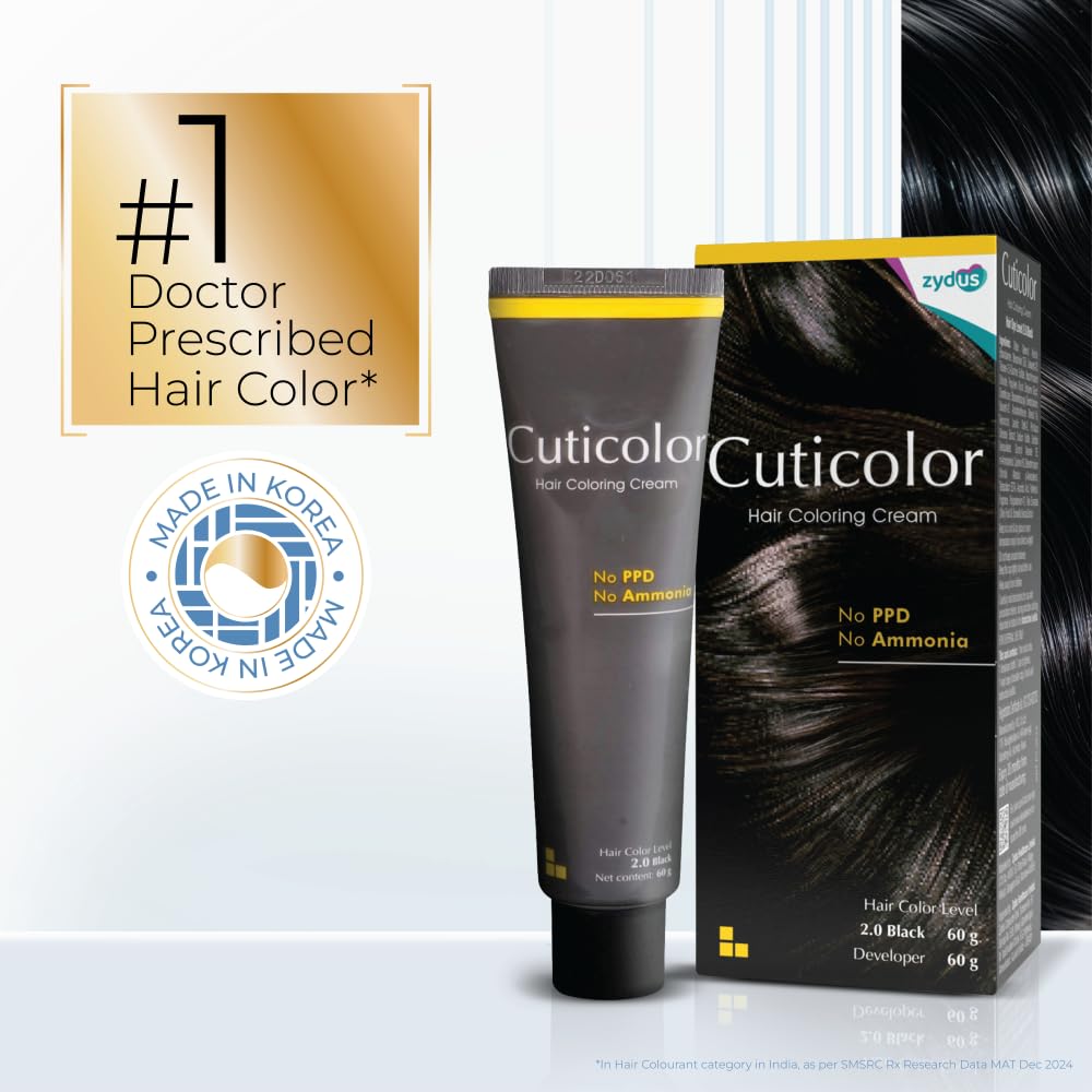 Cuticolor Permanent Hair Color Cream| Dr prescribed| Eco Mechanism for Preserving Scalp Health| No Ammonia| No PPD| Enriched with Portulaca & Boseivela Extracts
