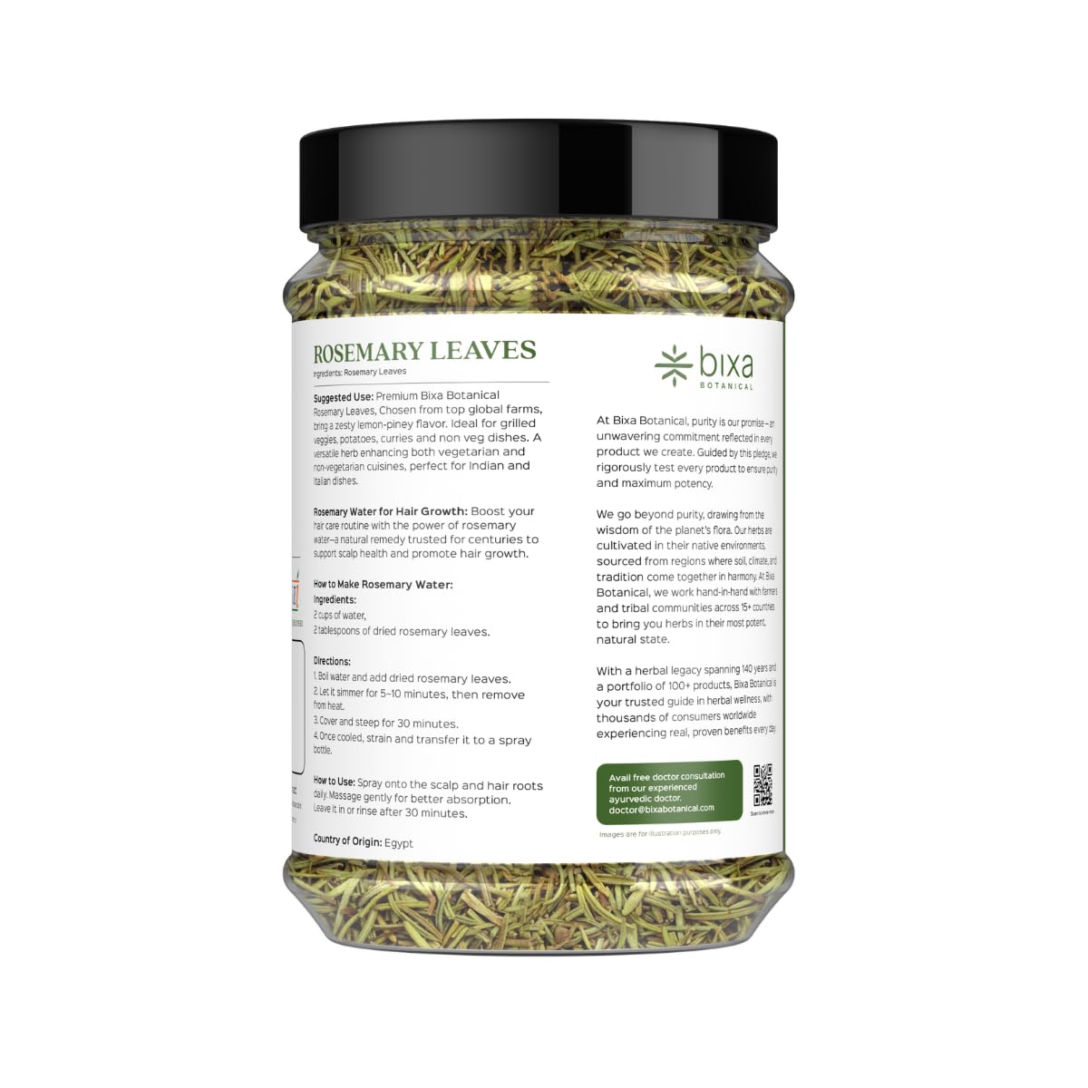 Bixa Botanical Rosemary Leaves 120g | Hair Growth Support & Reduce Dandruff Rosemary 120 g (Pack of 1)