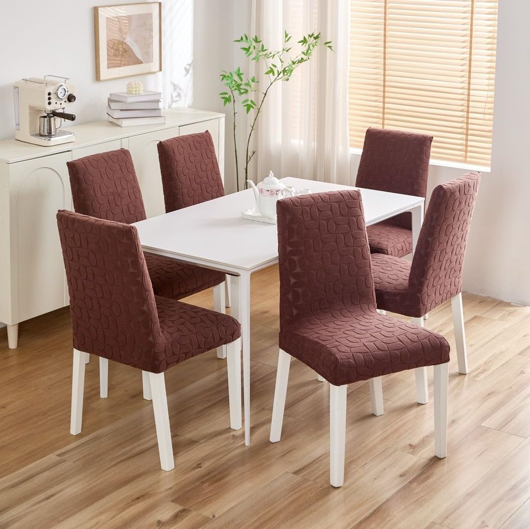 HOMETHREADS Stretchable Elastic Jacquard Chair Seat Cover – Removable & Washable, Durable Seat Protector for Dining Room, Kitchen, Restaurant & Party Chairs (Co