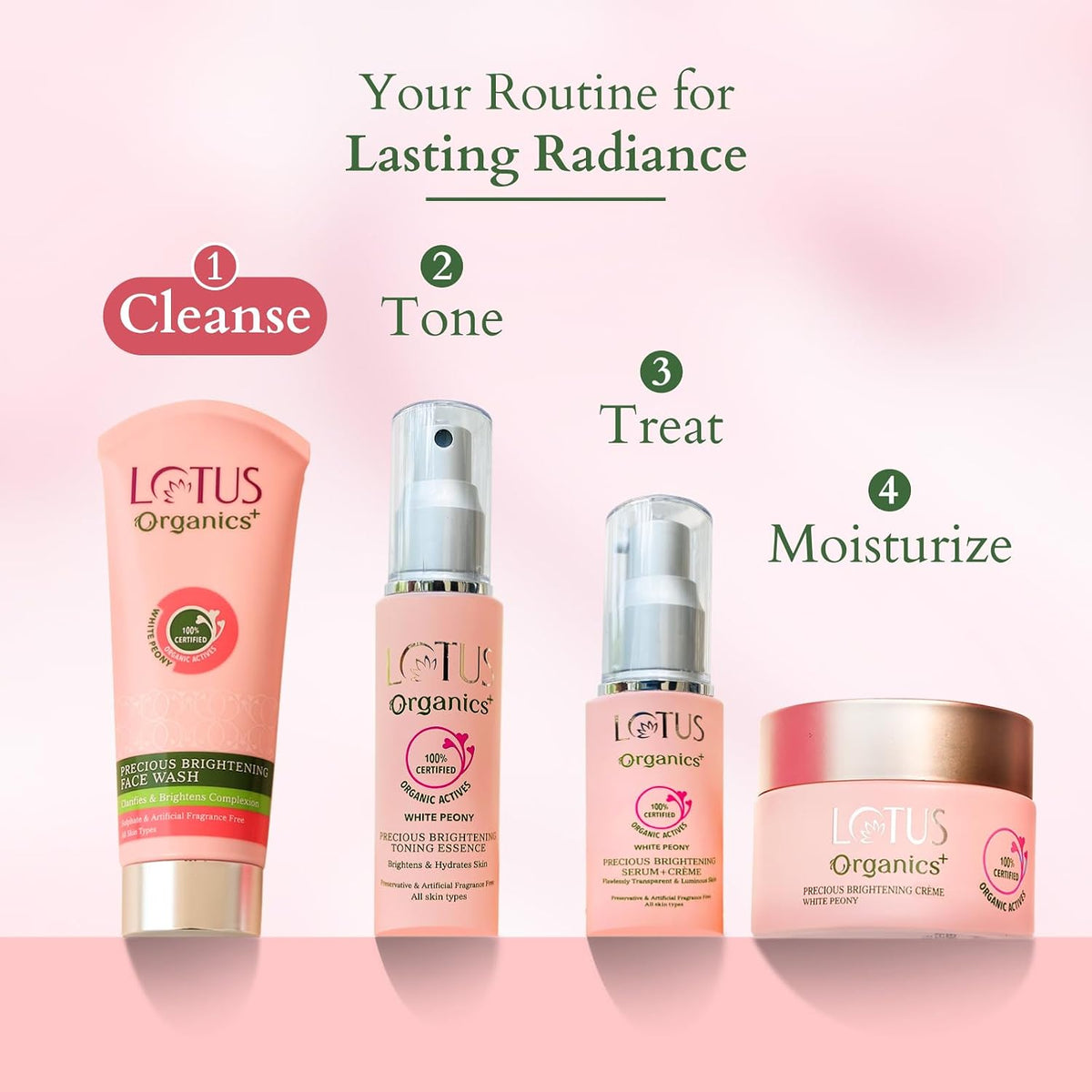 Lotus Organics+ Precious Brightening Face Wash | 100% Certified Organic White Peony Extract | Gentle Face Cleanser | Skin Refreshing Formula | 99% Natural | Sul