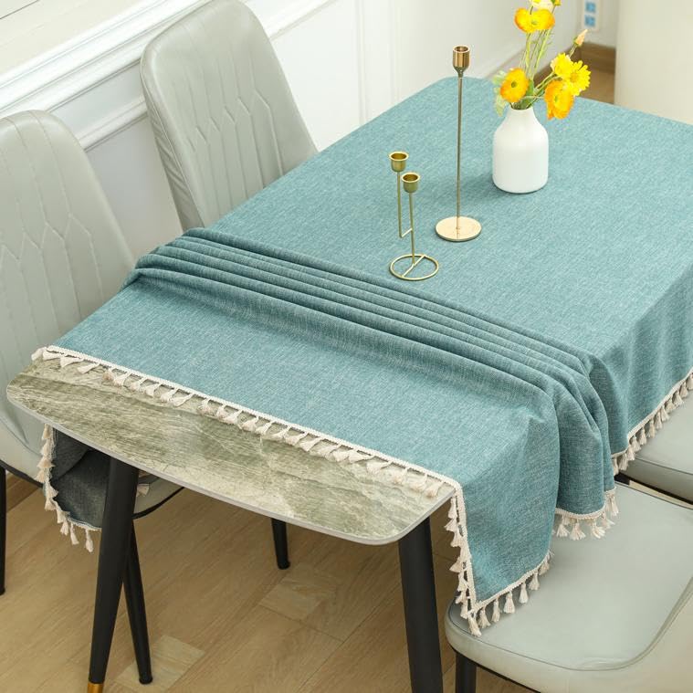 HOMETHREADS 7.25ft Tablecloth for 4 to 6 Seater Large Center Dining Table Durable Eco-Cotton, Washable, and Perfect for Home, Garden, Hotel, and Restaurant | Pa