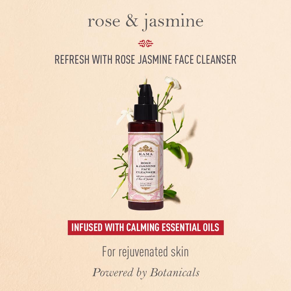 Kama Ayurveda Rose and Jasmine Face Cleanser with the Pure Essential Oils of Rose and Jasmine