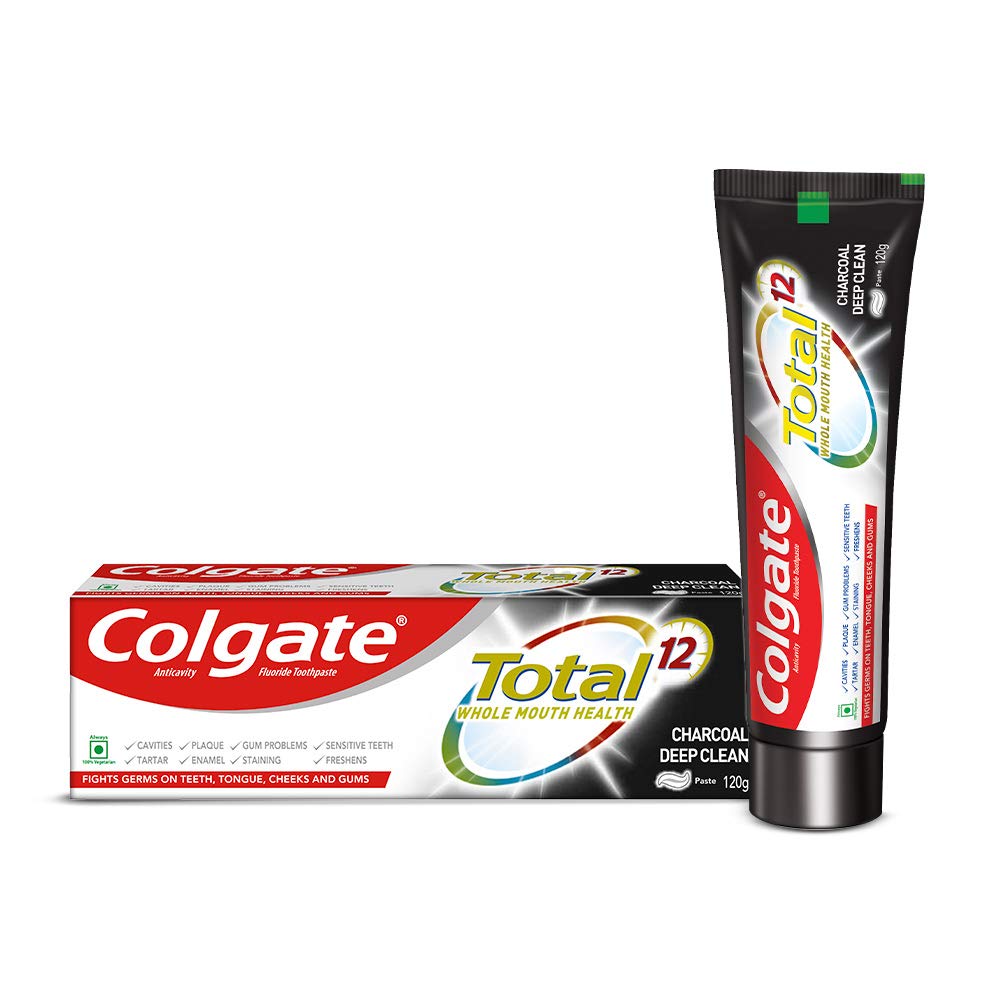 Colgate Total Whole Mouth Health, Antibacterial Toothpaste, 120gm (Charcoal Deep Clean) 120 g (Pack of 1)