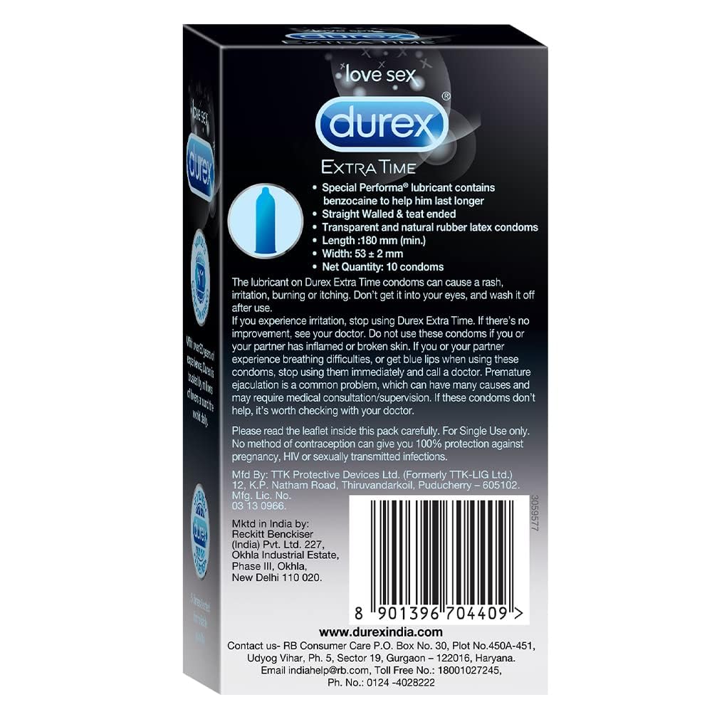 Durex Extra Time - Pack of 10 Condoms