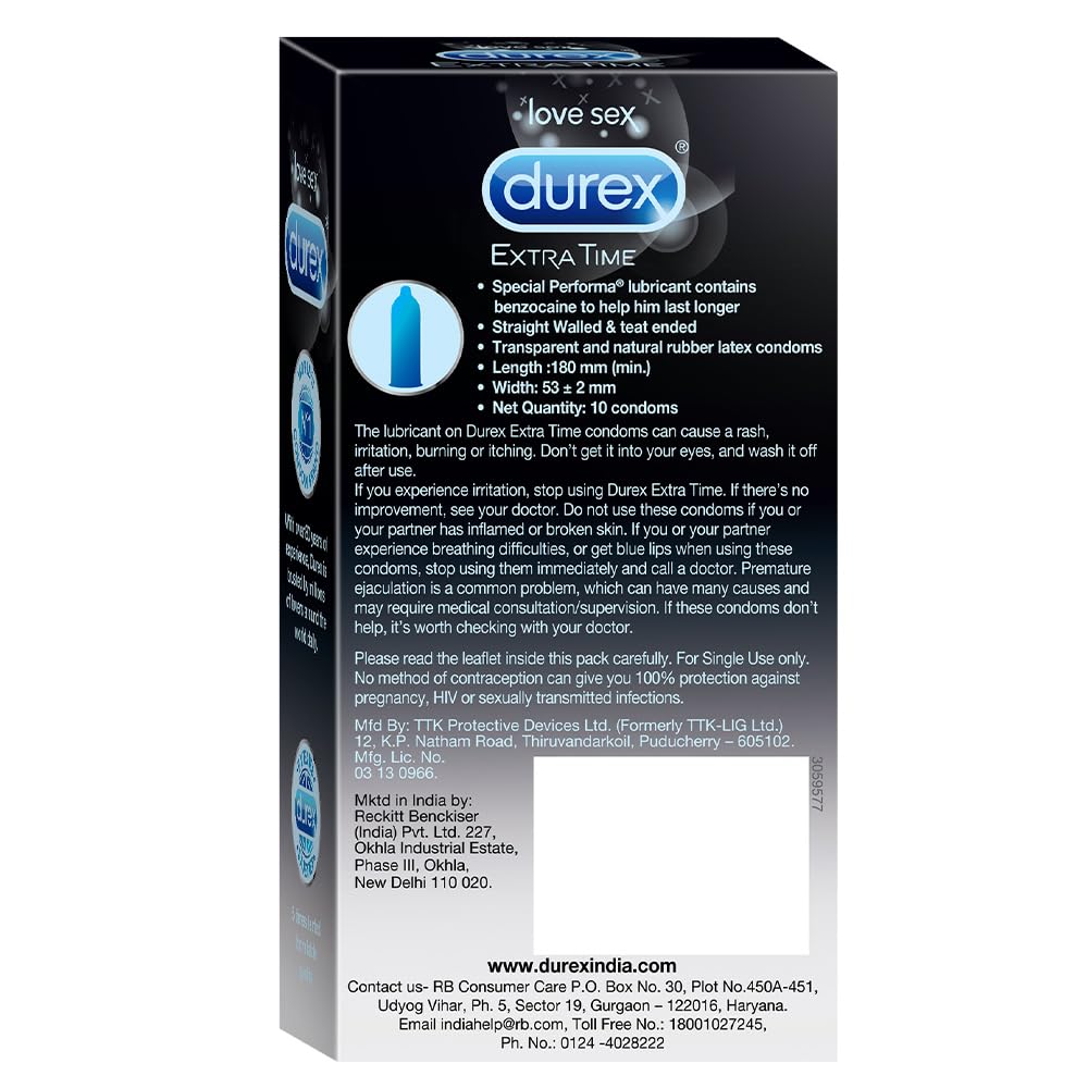 Pleasure Packs (Durex Extra Time 10s, Extra Ribbed 10s)- Pack of 2