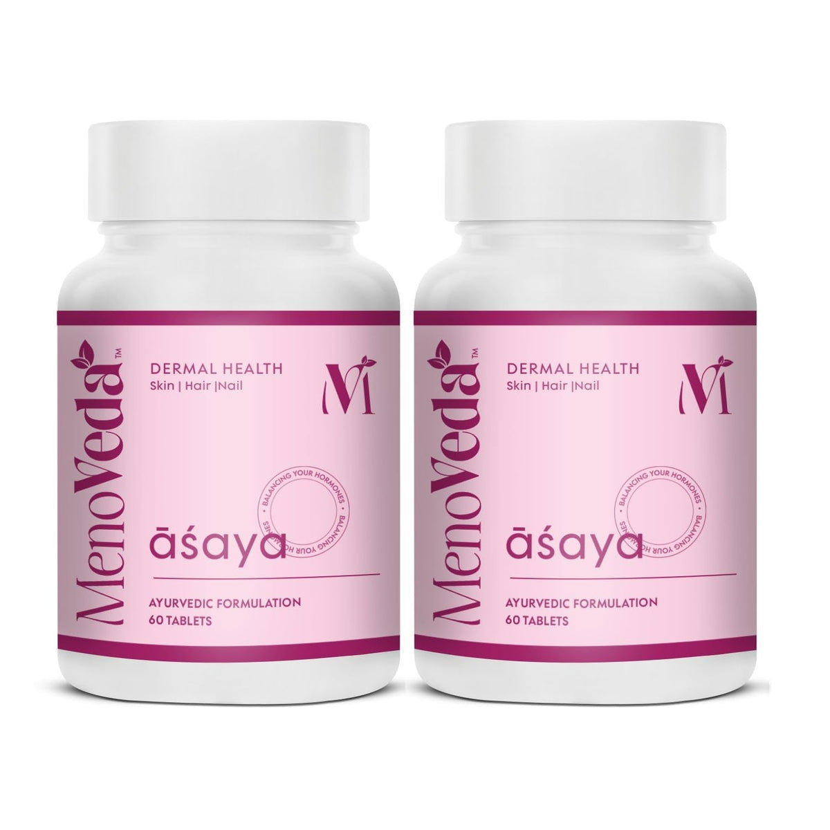 Menoveda Asaya Menopause Support Supplement for Women – 60 Tablets (Pack of 2) | Skin, Hair & Nail Health with Hormone Balance Support | Perimenopause & Menopau