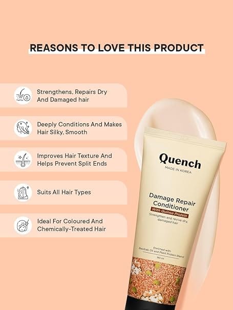 Quench - Damage Repair Conditioner with Quinoa Protein & Ceramides for Dry & Damaged Hair (180ml)