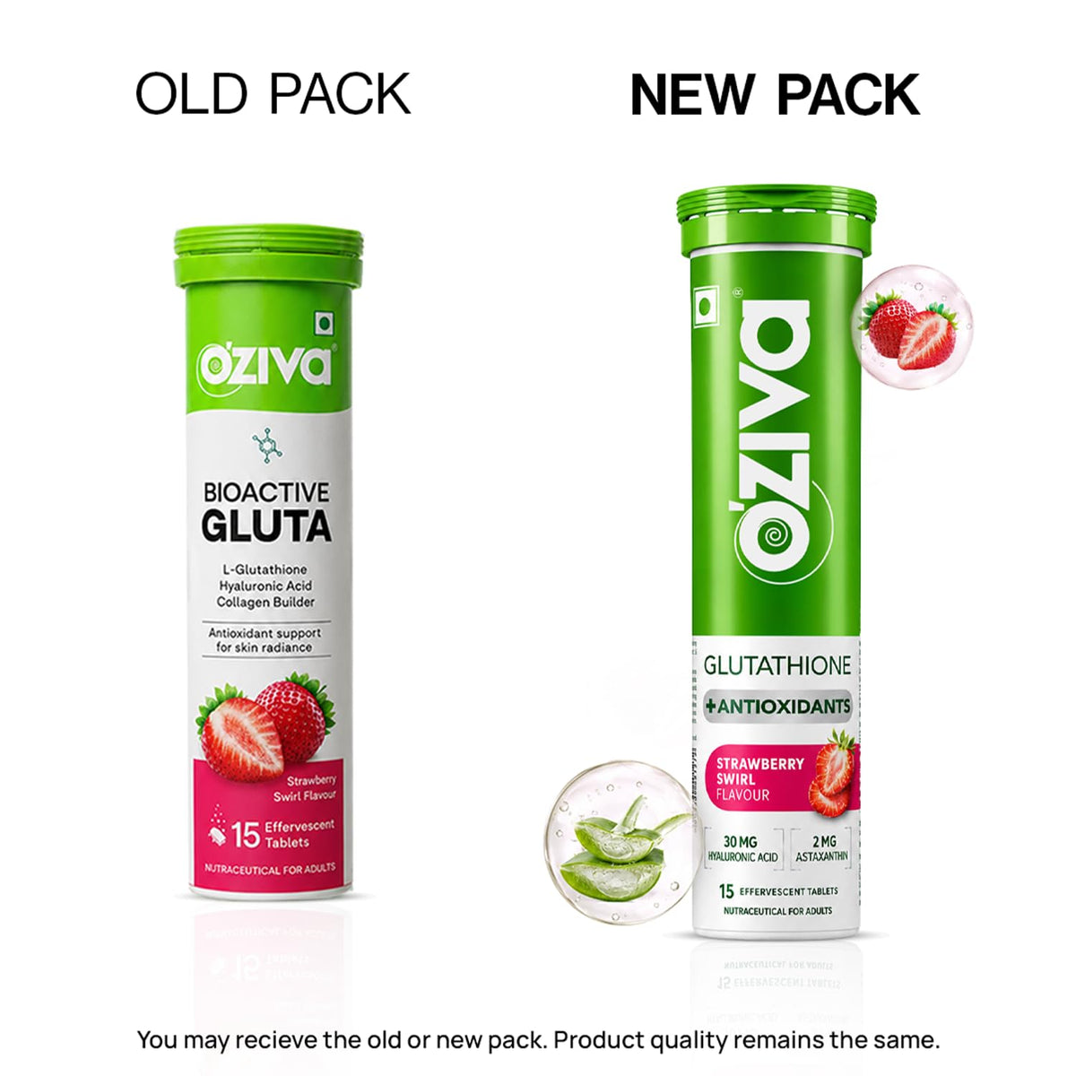 OZiva Bioactive Glutathione Tablets, Strawberry Swirl, 30 Tabs, Pack of 2 15 count (Pack of 2)