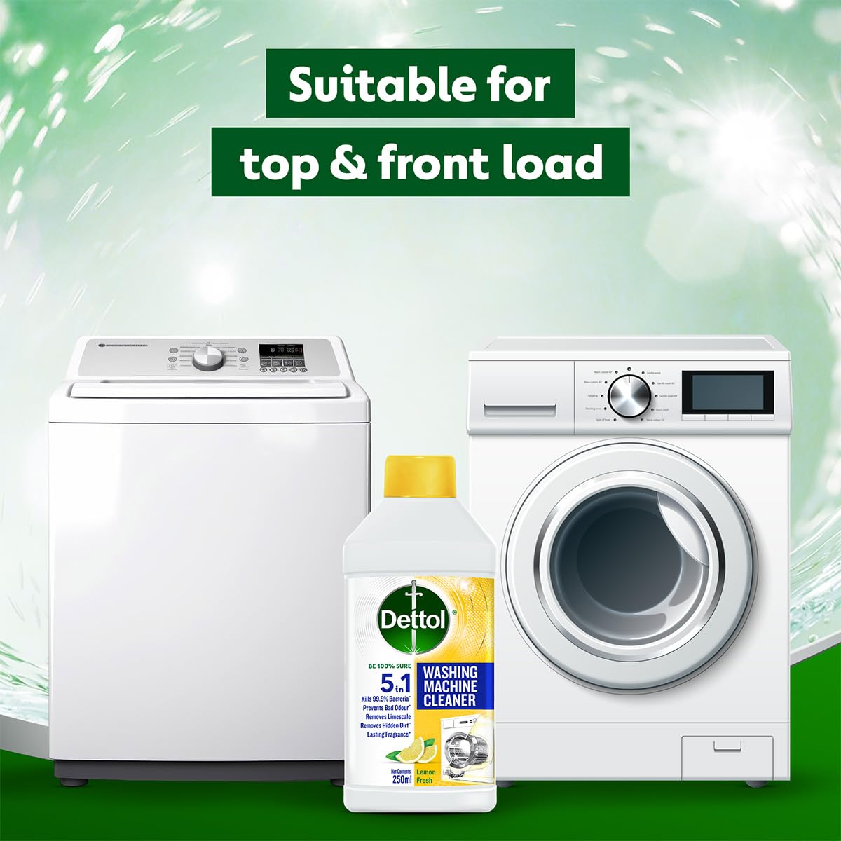 Dettol 5 in 1 Washing Machine Cleaner Lemon 250ml (Pack of 5)