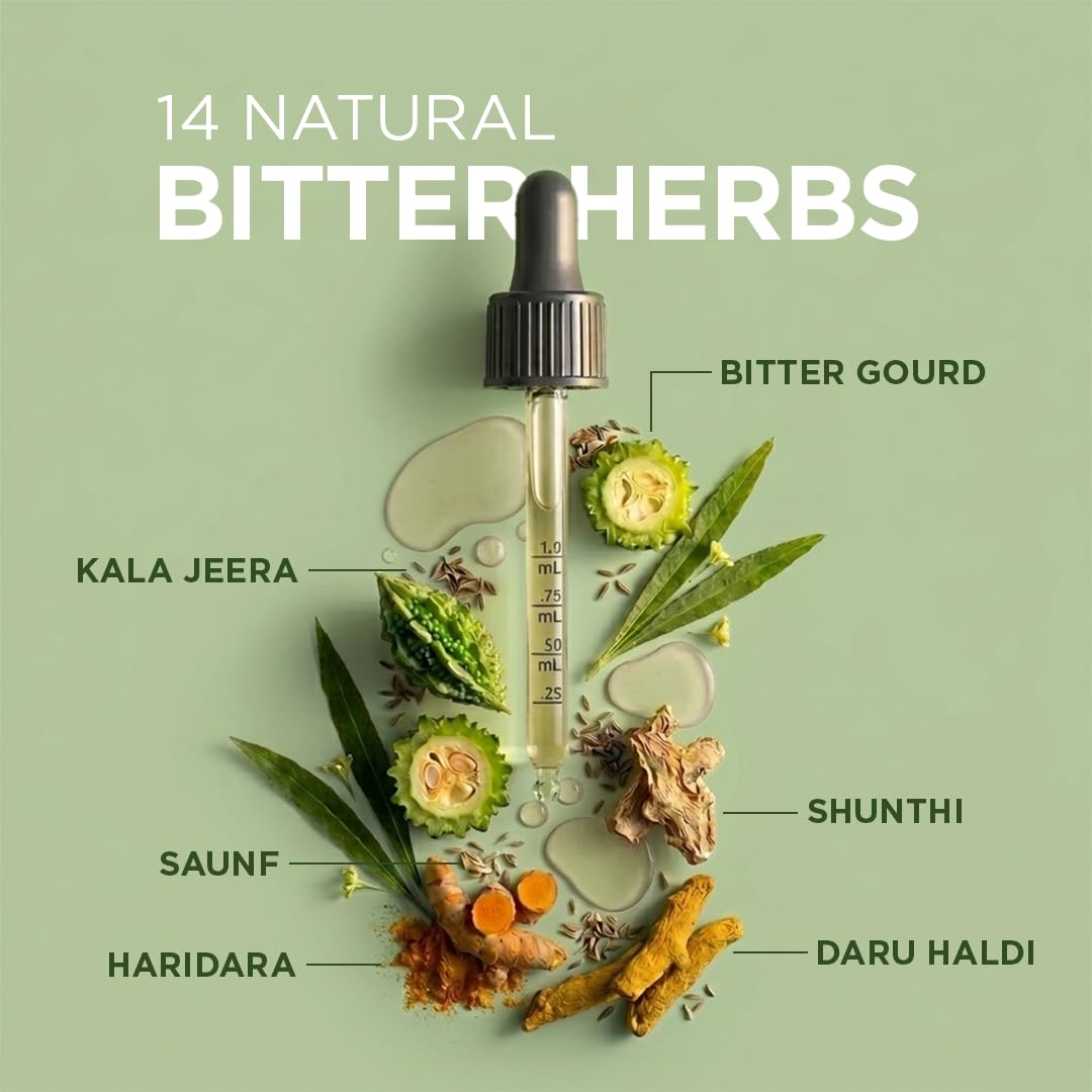 Arth Bitter Drops Weight Management Supplement - 15 Days Pack | Reduces Cravings Naturally | Improves Digestion & Bloating | With 14 Herbal Bitters, Karela, Dry