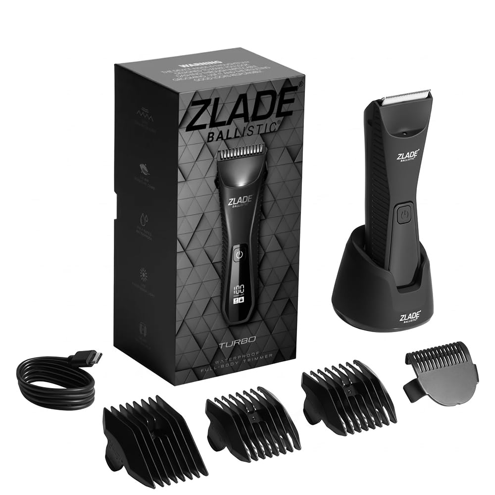 Zlade Ballistic Pro Full Body Trimmer for Men, Beard, Balls, Pubic Hair, Private Parts & Manscaping Groomer | IPX7 Waterproof, No Nicks or Cuts | 7000 RPM Motor
