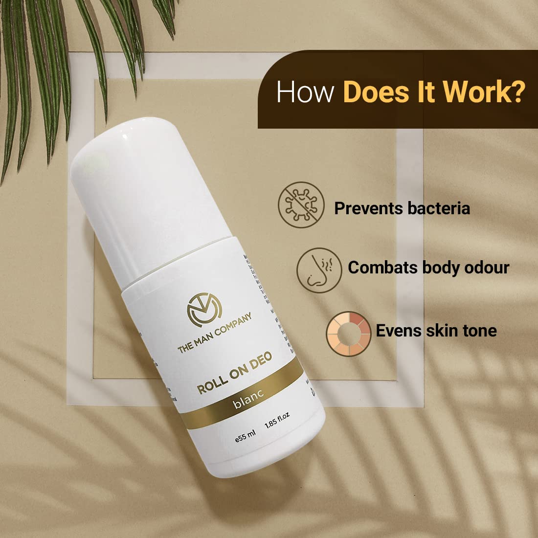 The Man Company Roll On Deo For Man - Blanc | Premium Fragrance with 24-Hour Freshness | Prevents Body Odour, Brightens & Exfoliates Under Arm | Long-Lasting De