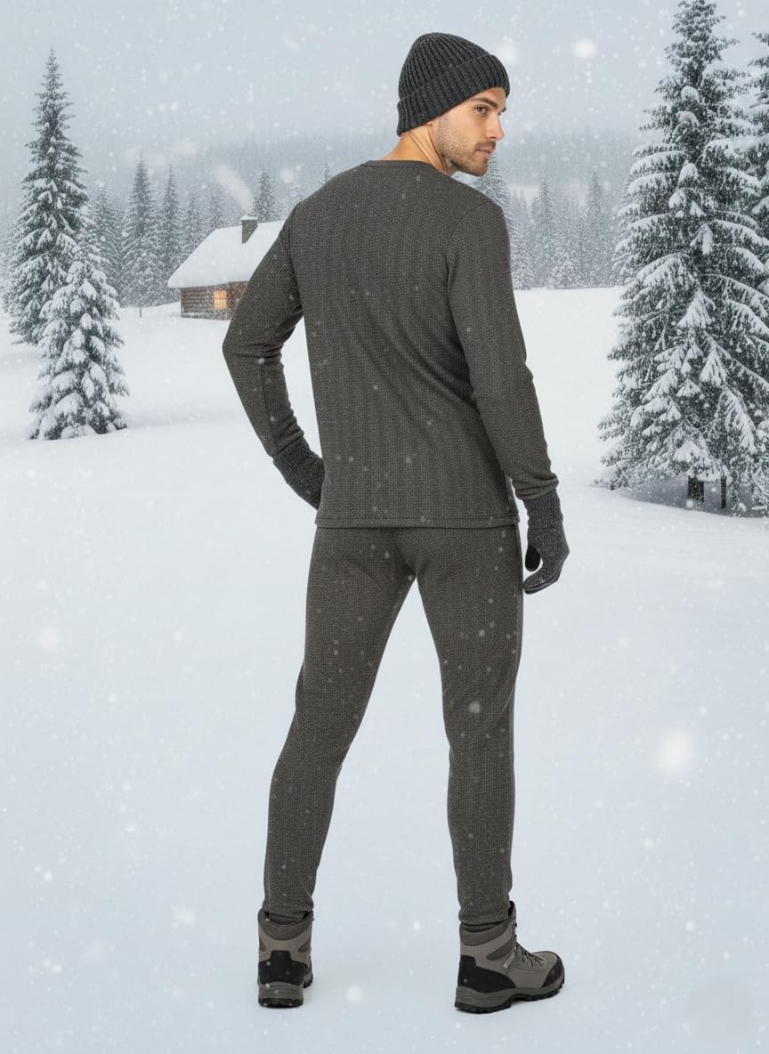 Men's Thermal Top & Lower Inner Full Sleeve M Charcoal