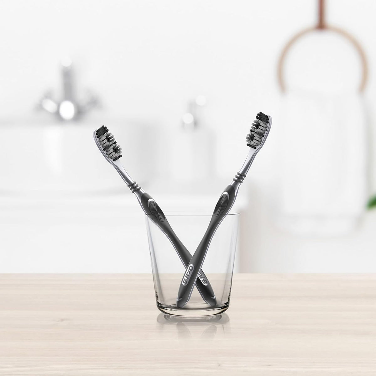 Oral-B Cavity Defense Soft Toothbrush For Adults, Charcoal Extract Soft Bristles, Removes Bacteria For Cavity Protection, Multicolour Toothbrush Set, Oral B Den