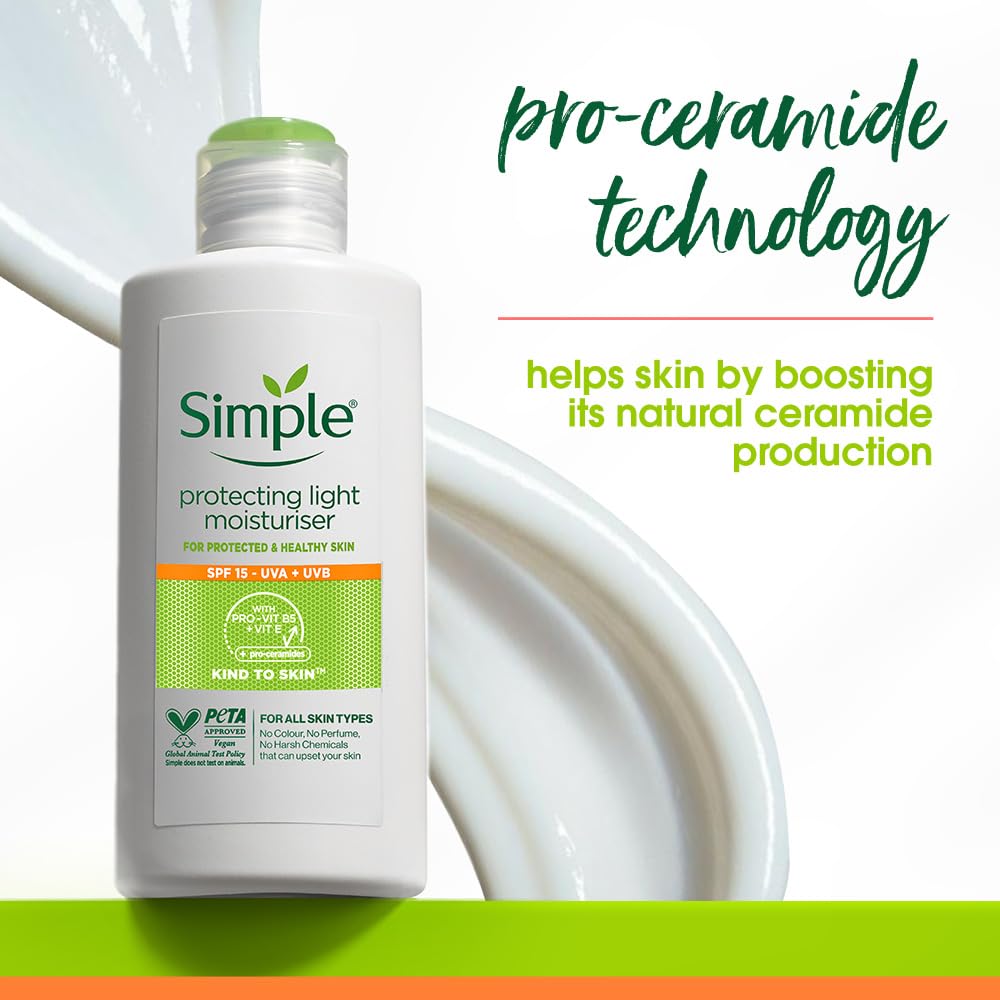 Simple Kind To Skin Protecting Light Moisturiser 125 ml | SPF 15- UVA+UVB | For Protected & Healthy Skin | For All Skin Types