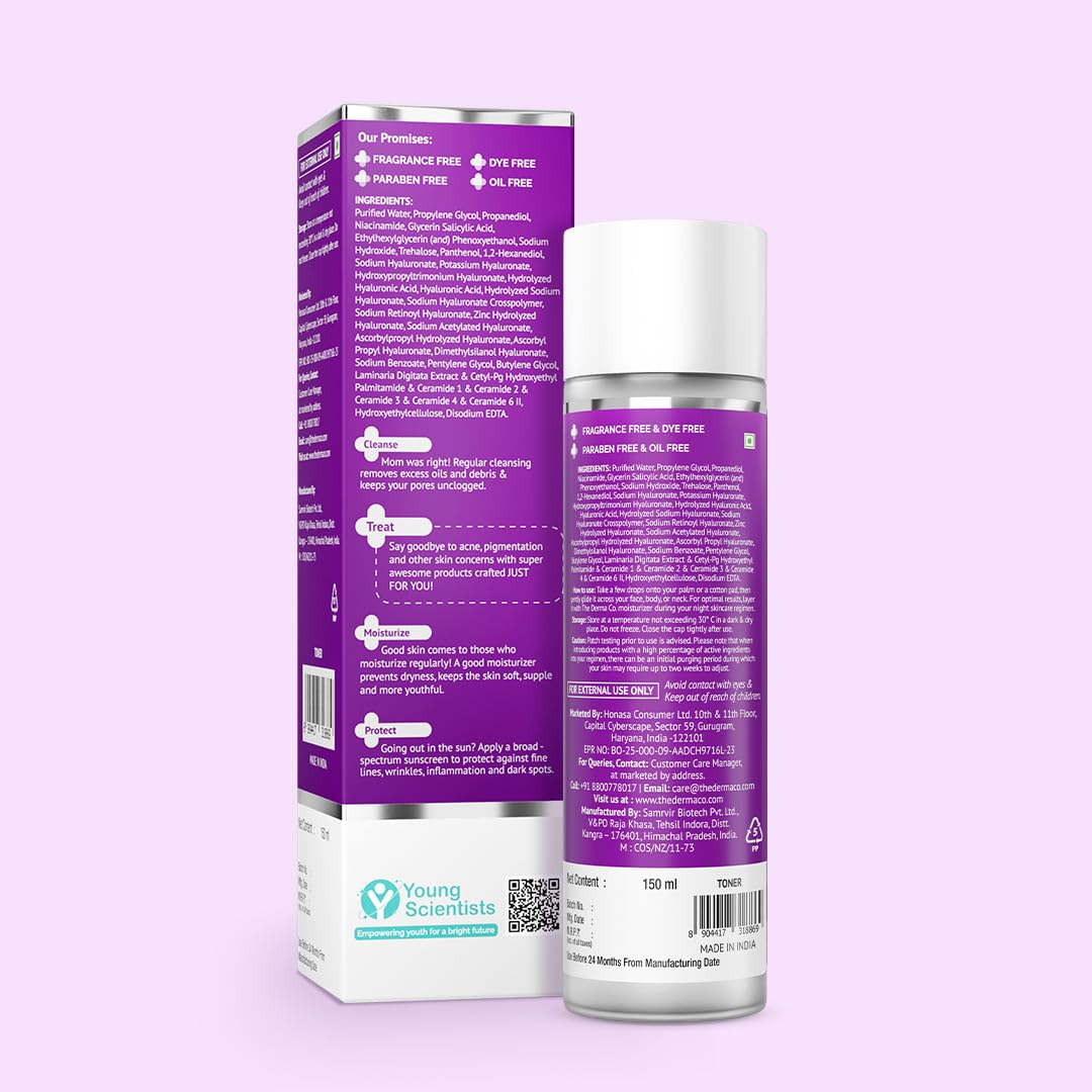 The Derma Co. 2% Salicylic BHA Hydrating Toner | BHA Liquid, Facial Exfoliant-Removes Blackheads & Whiteheads | Unclogs & Minimizes Pores | Hydrating Formula |