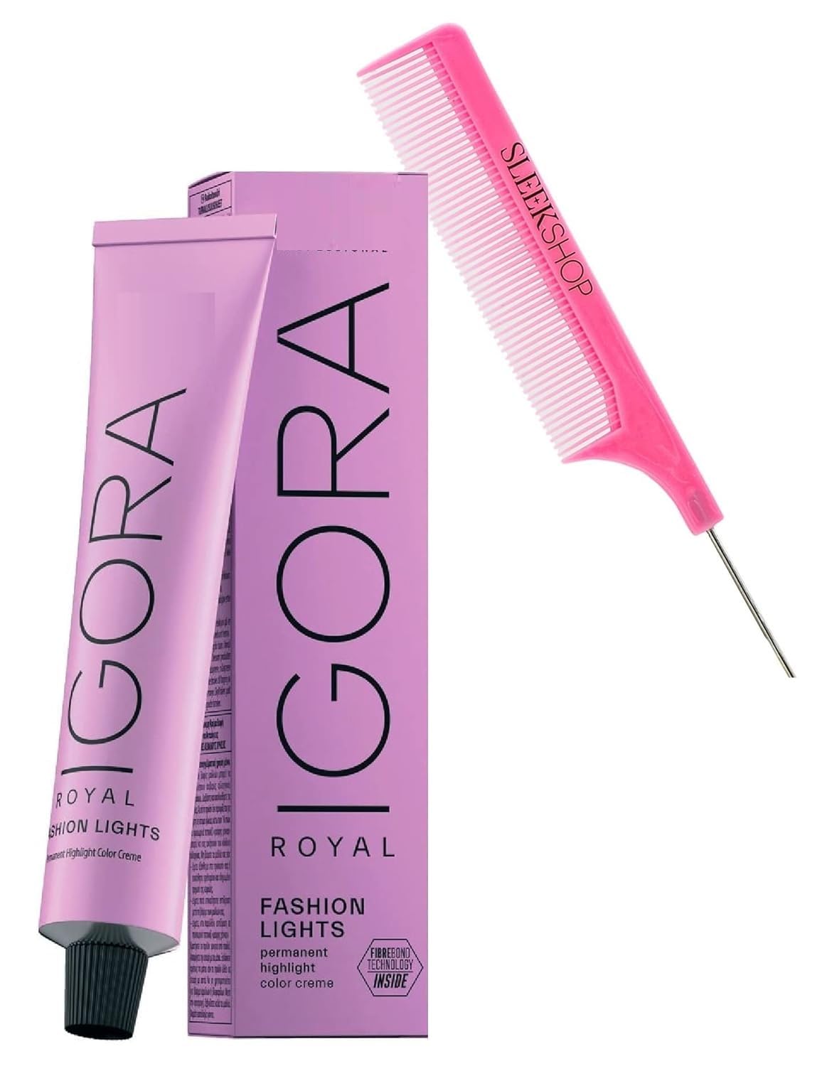 Sleekshop Comb + IGORA ROYAL FASHION LIGHTS L-89 Red Violet Permanent Cream Highlight Hair Color Dye by Schwarzkapf (Newest 2024-2025 Version, with SLEEKSHOP PI