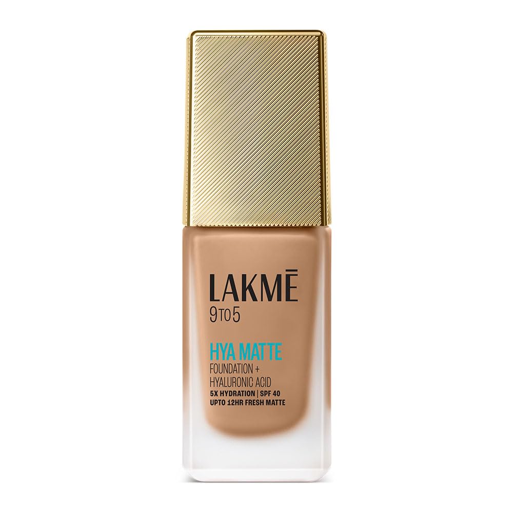 LAKMÉ 9to5 Hya Matte Full coverage Liquid All skin type Foundation + Hyaluronic Acid Neutral Almond - 25ml
