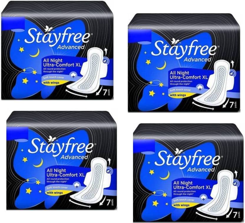 STAYFREE best Advanced AllNight XL 7+7+7+7 Sanitary Pads Sanitary Pad (Pack of 4) Sanitary Pad (Pack of 28) 1 count (Pack of 1)