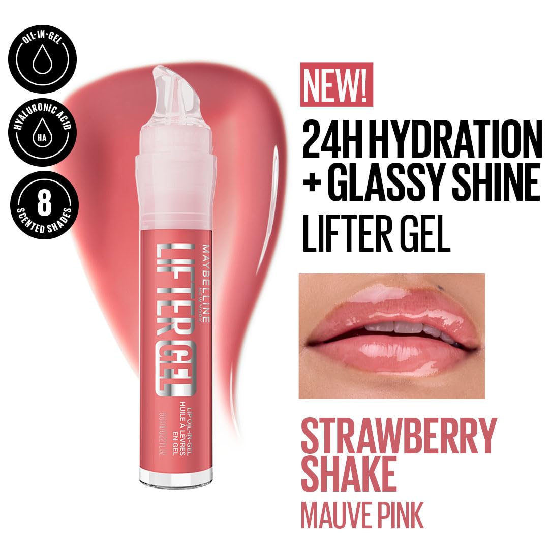 Maybelline New York Lifter Gel Lip Oil In Gel, Strawberry Shake, 6.6ml