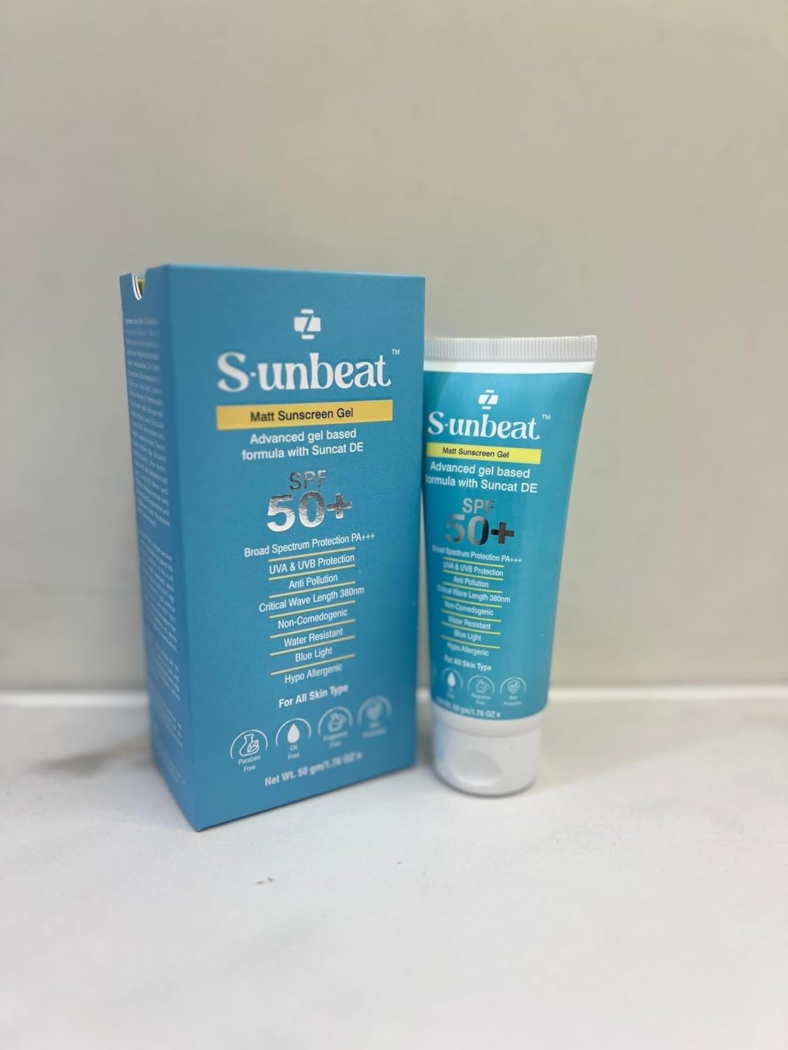 Sunbeat Matt Sunscreen Gel SPF 50+ | Broad Spectrum PA+++ | Gel-Based Formula with Suncat DE | Anti-Pollution, Non-Greasy, Non-Comedogenic, For All Skin Types -