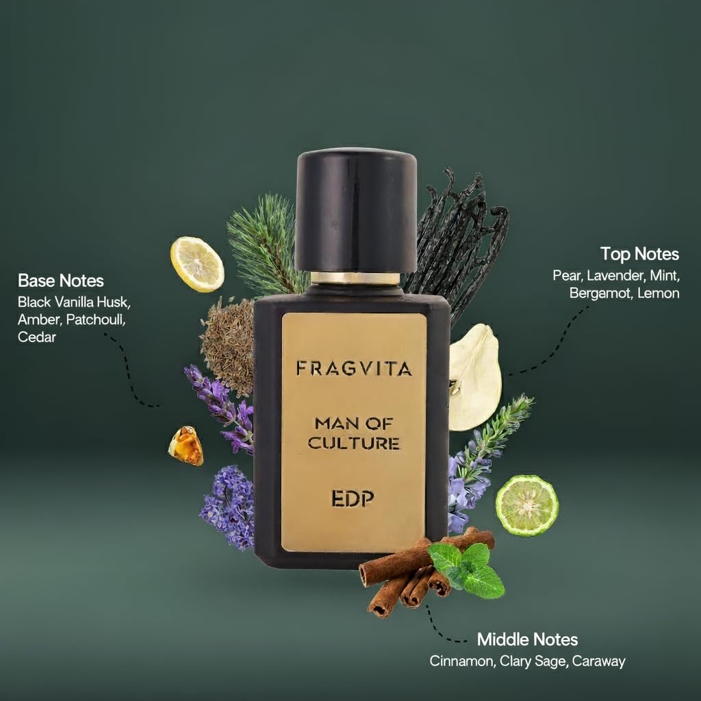 Man of Culture Extrait De Parfum for Men, 50ml | Long Lasting Luxury Perfume | Pear, Cinnamon & Black Vanilla Fragrance