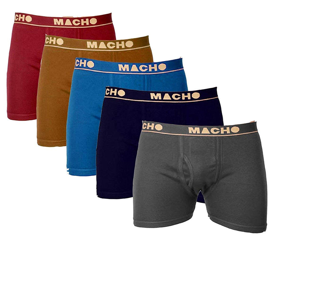 Macho Men's Long Cotton Fine Trunk Pack of 5 (Multi Color) 80 CM Multicolour