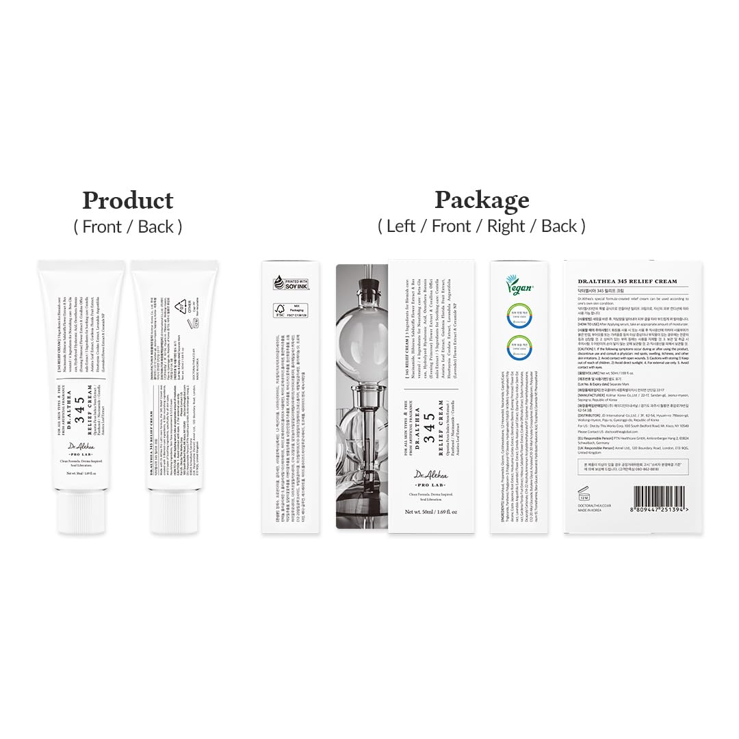 Dr.Althea 345 Relief Cream | Daily Face Moisturizer for Soothing Recovery and Blemish Care with PDRN & Niacinamide | Korean Vegan Skincare for All Skin Types | 50ml ( Pack of 1)