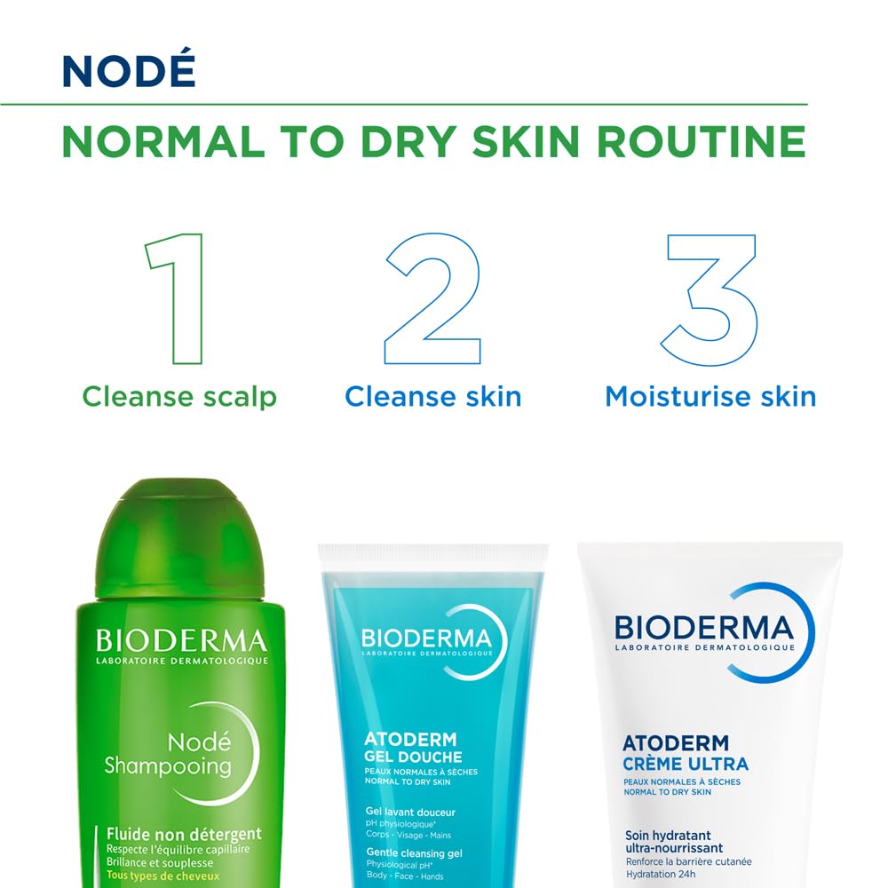 Bioderma Node Shampooing - Cleanses, Respects and Protects | Daily Use Gentle Clarifying Water-Based Shampoo | SLS Free, 400ml