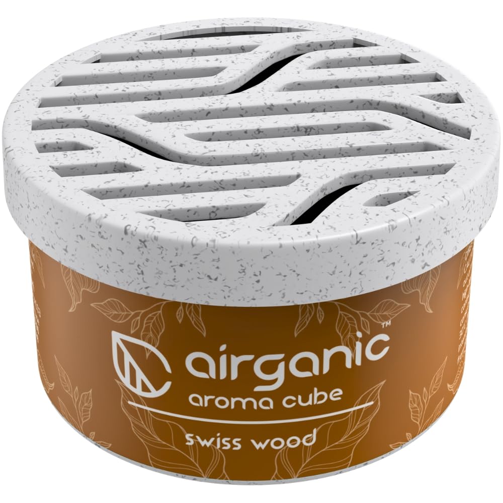 Airganic Aroma Cube -Swiss Wood fiber Air Freshener |Organic Leakproof Car Perfume- 40g -Refreshing fragrance for Home, Office and Car Interior -Freshen'up your