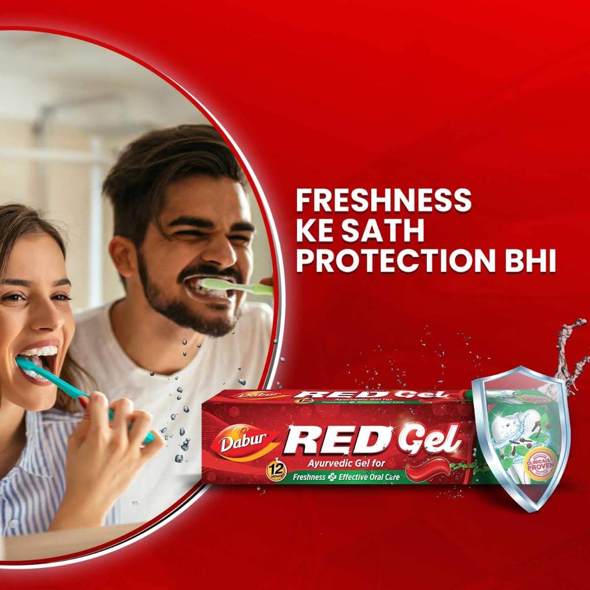 Dabur Red Gel Ayurvedic Toothpaste - 300g (150g x 2) | Reduction in Bad Breath, Plaque & Gingivitis | Freshness with Protection | For Healthy Gums & Effective Dental Care