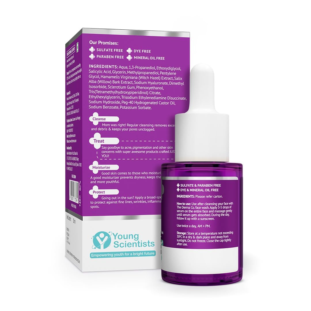 The Derma Co 2% Salicylic Acid Face Serum | Reduces acne & blackheads | Tightens pores | Exfoliates & soothes inflammation | 30 ml