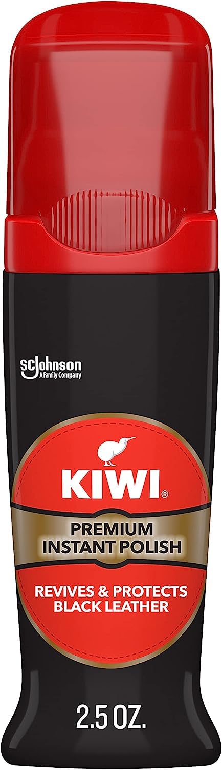 Kiwi Instant Shine & Protect Liquid Shoe Polish, Black, 1 Bottle with Sponge Applicator, 2.5 oz, Pack of 1