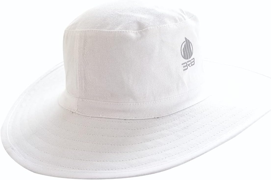 3RB Sports Panama Cricket Umpire Hat with Extra Wider Made with Cotton Fabric for Men Women Color-White (Pack of 1), White, XL