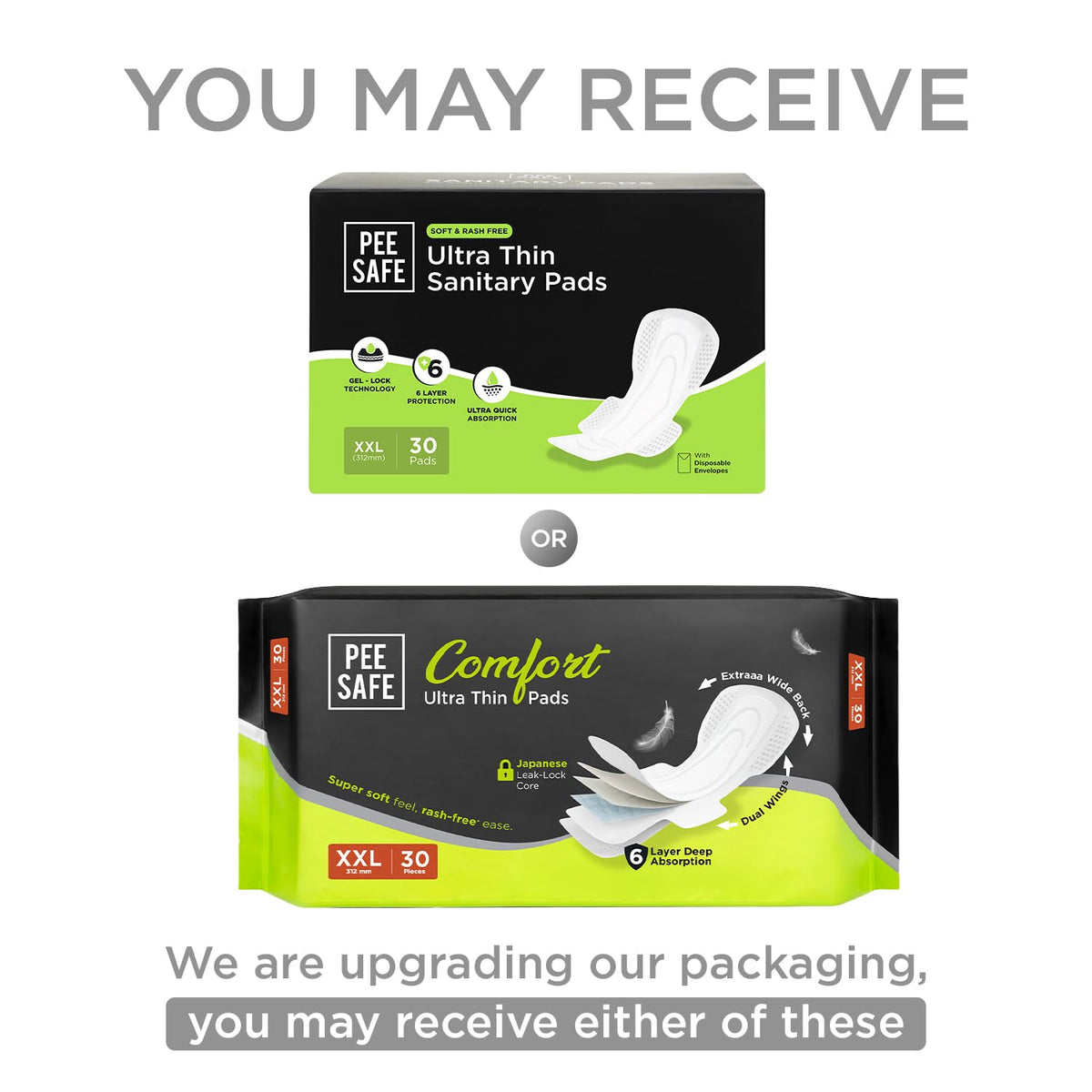 Pee Safe Comfort Ultra Thin Sanitary Pads For Women | XXL | 30 Pads 30 XXL Pads