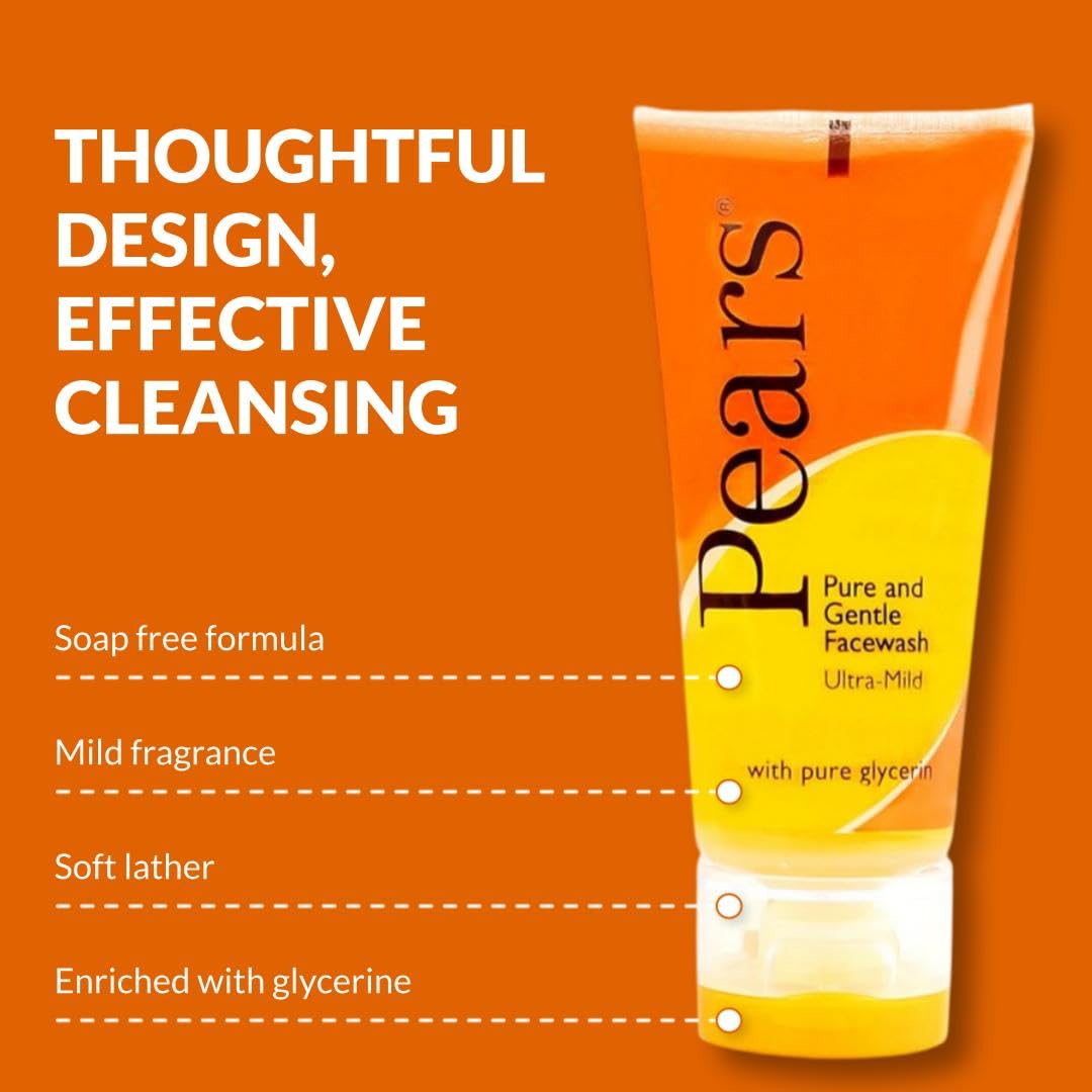 Pears Pure and Gentle Face Wash, 60g (Pack of 2)