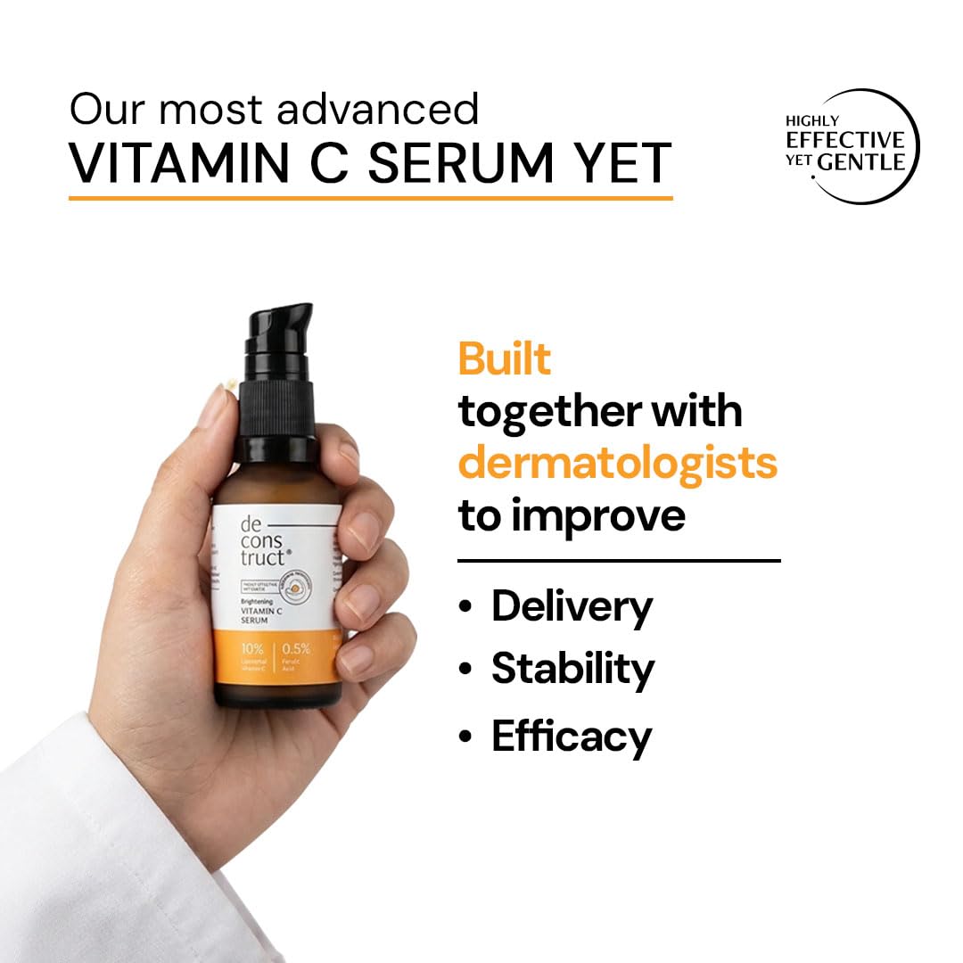 Deconstruct 10% Vitamin C Serum for Brightening| Powered by Liposomal Technology for Visible Glowing Skin|Targets Dull & Uneven Skin Tone |For Oily Skin| Co-Created With Dermatologists| Non-Irritating | 30ML
