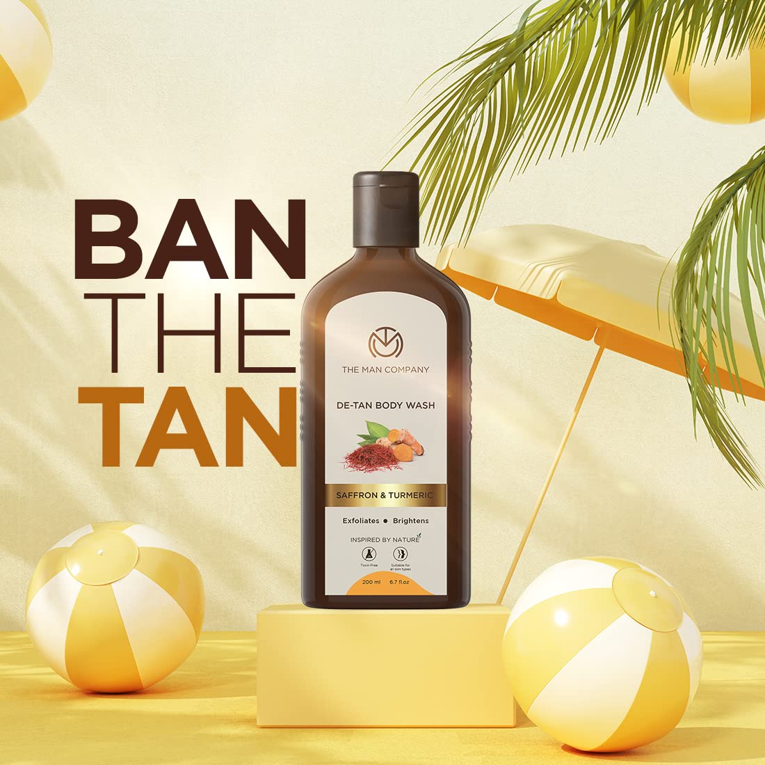 The Man Company De Tan Bodywash for Men with Saffron, Turmeric & Walnut Breads for Skin Brightening 200 ml | Tan Removal Shower