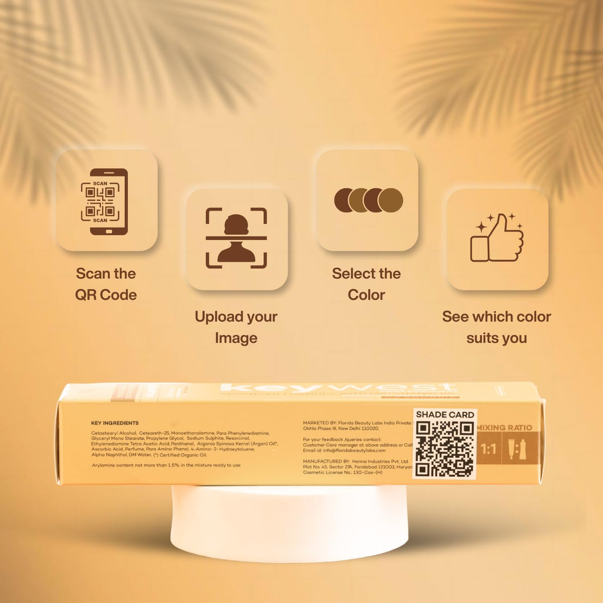 Keywest Professional Hair Color Tube, No. 2 Darkest Brown - 80gm (Ammonia Free) | 2in1 Formula Hair Color + Hair Spa | Enriched with Organic Argan Oil