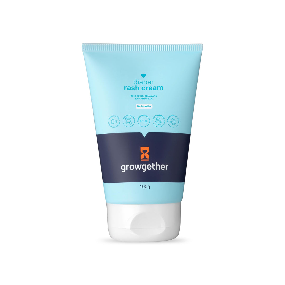 Growgether Baby Diaper Rash Cream | 3-in-1 Daily Protection with Zinc Oxide, Squalane & Chamomile, Hypoallergenic, Free from Parabens & Dyes, Fragrance-Free, No