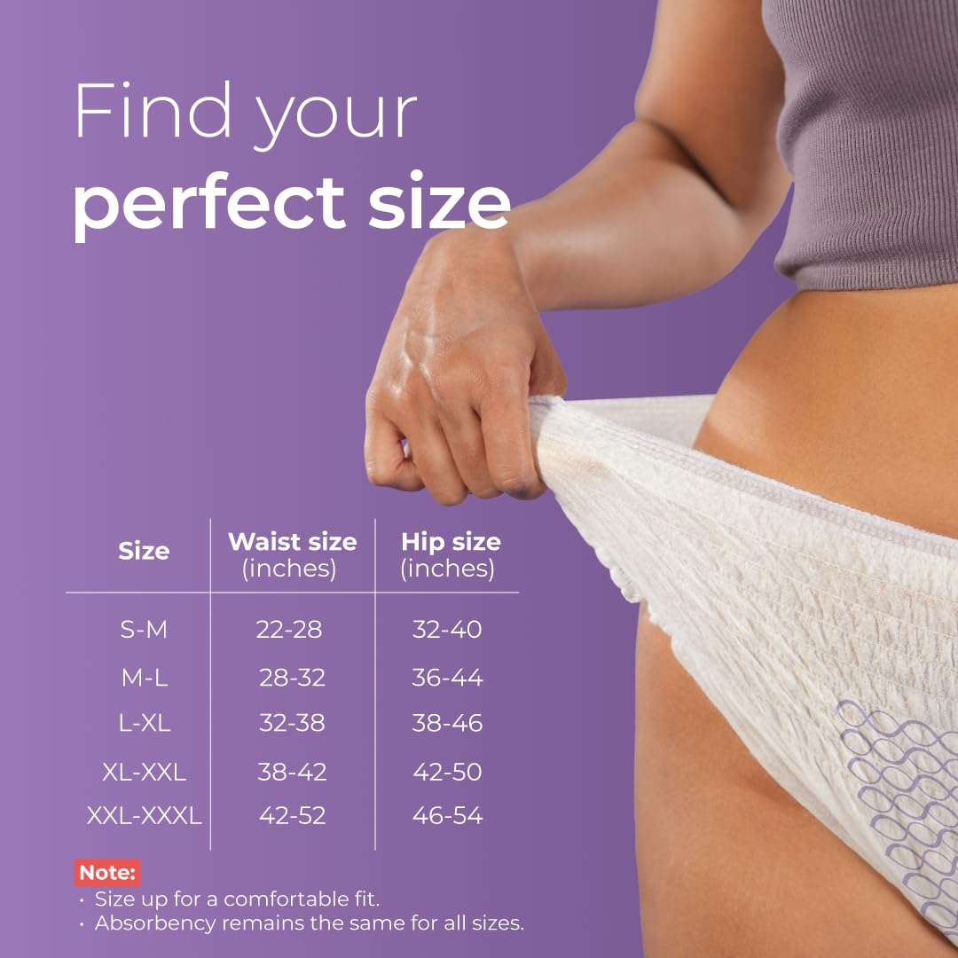 Nua Comfort Disposable Period Panties (XL-XXL) | Pack of 10 Panties | Disposable | 360° Coverage | Zero Irritation | 4x Comfort | For Heavy Flow | No rashes | L