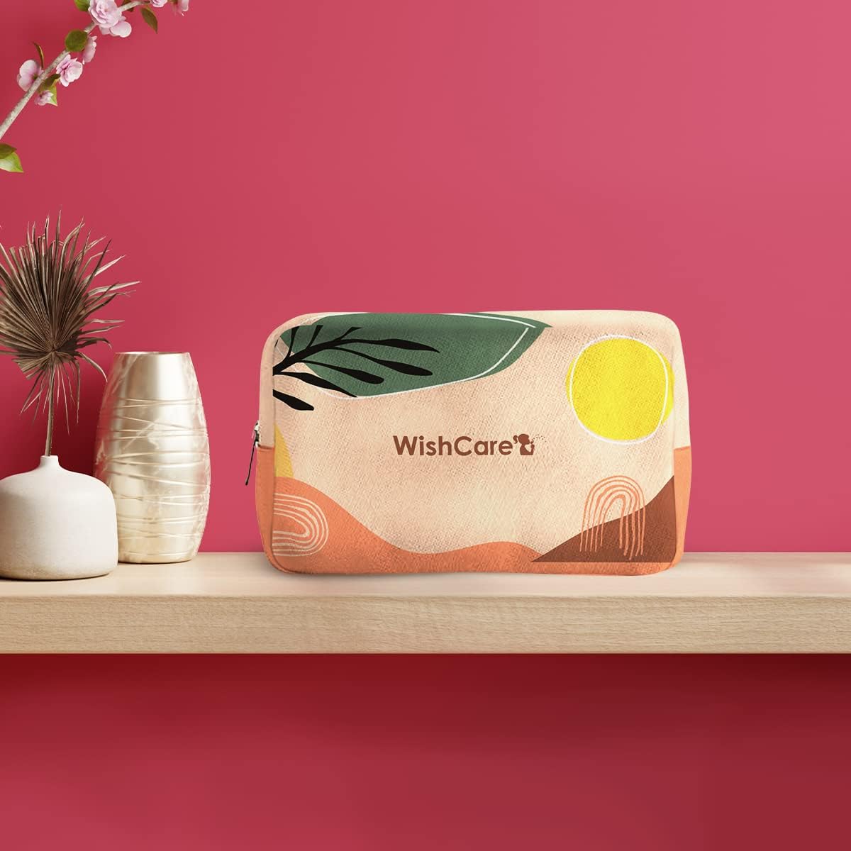 WishCare MultiPurpose Green Travel Pouch - Vegan Leather - Sustainable Material