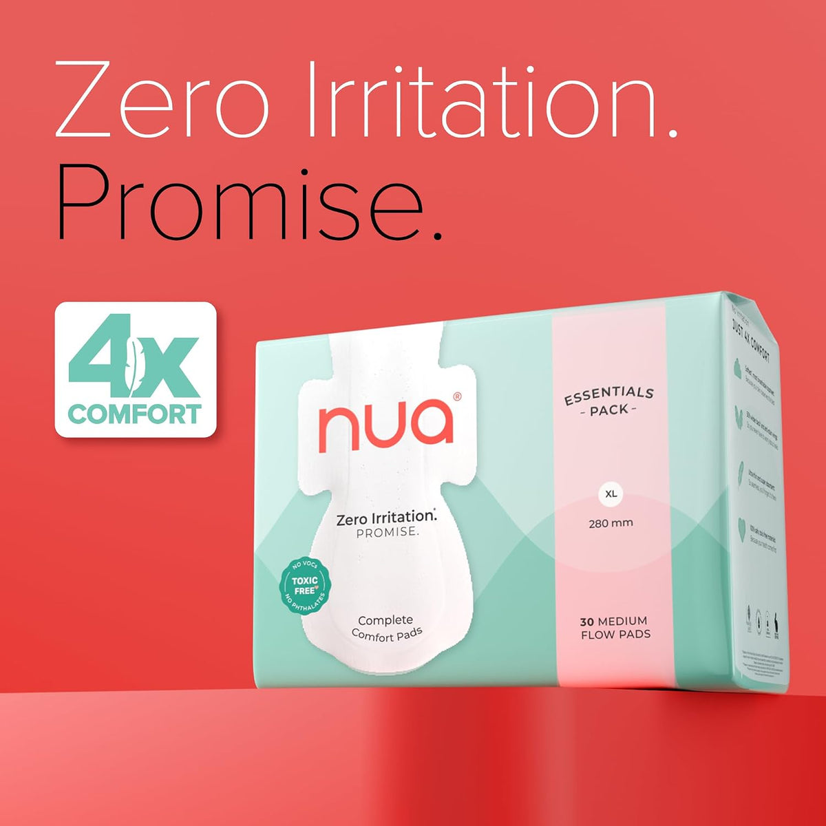 Nua Complete Comfort Sanitary Pads for Medium Flow XL XL 90.0