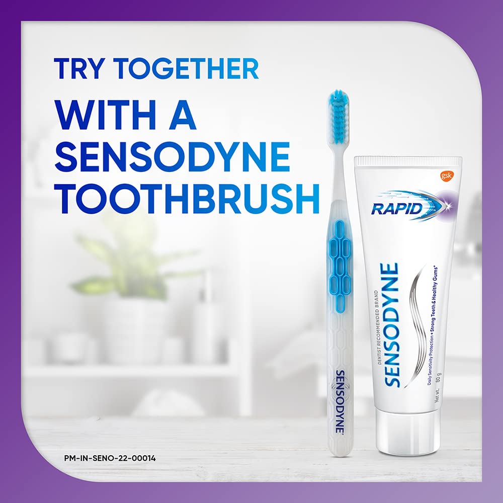 Sensodyne Toothpaste Rapid Relief | Fast Sensitivity Relief Tooth Paste Pack of 1 - 80gm | Fresh Taste | Dentist Recommended