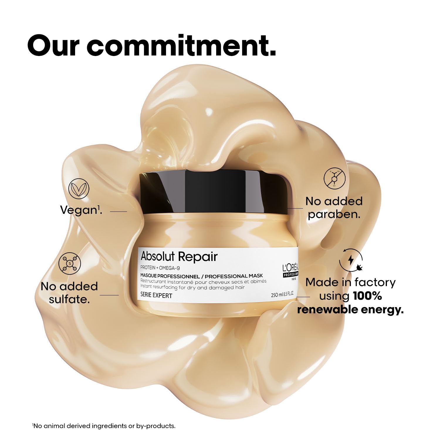 L'Oréal Professionnel Absolut Repair Mask for Dry & Damaged Hair | Professional mask for Strengthening and Repairing Hair, 13x resistance to hair damage | With Protein & Omega-9 For Men & Women, 250ml