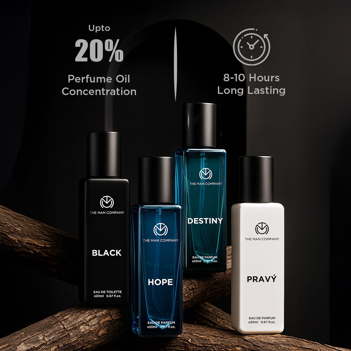 The Man Company Signature Perfume Gift Set for Men 4 X 20ml- Black, Hope, Destiny and Pravy | Fathers Day Gift for Dad | Premium Long-Lasting Fragrance EDPs and