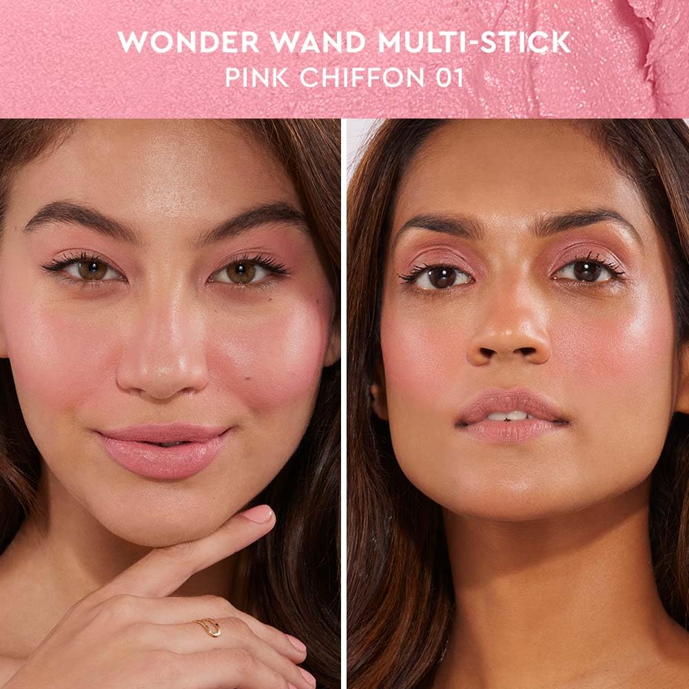 Kiro Wonder Wand Multi-Stick – Pink Chiffon, 7.5g | 3-in-1 Stick - Blush, Eyeshadow & Lip Tint | Creamy, Weightless & Long-Lasting | Infused with Rosehip, Avocado & Moringa Oil