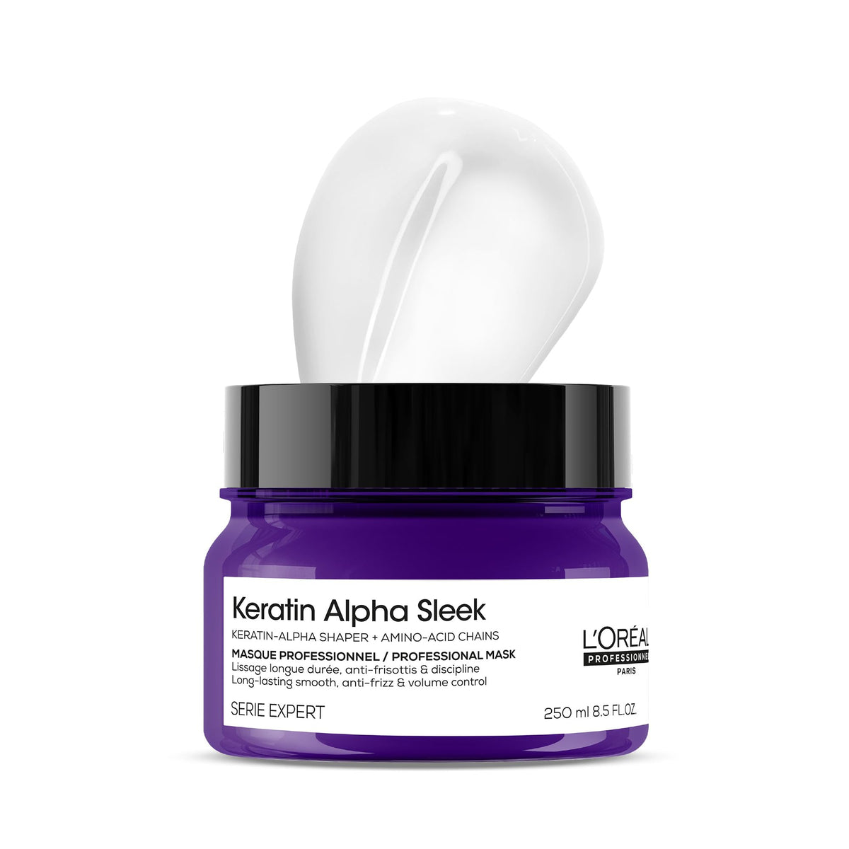 L’Oréal Professionnel Keratin Alpha Sleek Hair Mask for Frizz Control and smoothness | 84% Less frizz, 5X Instant smoothness |Nourishing & smoothing hair mask f