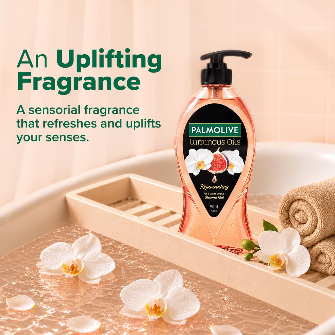 Palmolive Luminous Oil Invigorating Body Wash, 750ml Pump Bottle, 100% Natural Macadamia Oil & Peony Extracts For Everyday Freshness & Radiant Skin, PH Balanced