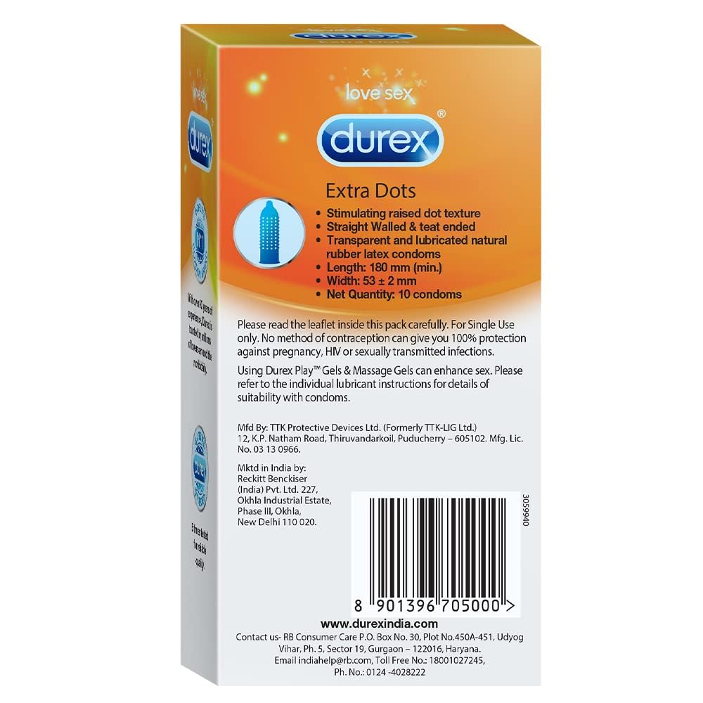 Durex Extra Dots - Pack of 10 Condoms